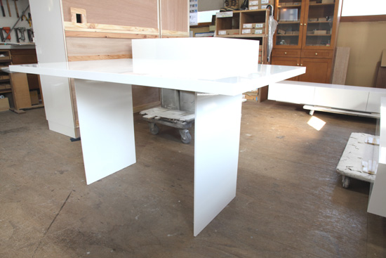 ダイニングテーブル　板脚　スチール